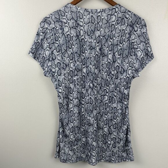 International Concepts Blouse Womens Large Blue Stretch Snakeskin Pattern V-neck - Picture 8 of 9